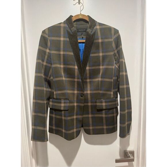 Rag & Bone Naomi Check Snap-Front Blazer size 8 worn once excellent condition - Picture 2 of 12
